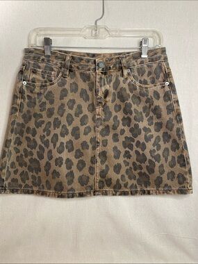 Blank NYC Leopard-Print Mini Skirt in Brown and Black, Size 26
